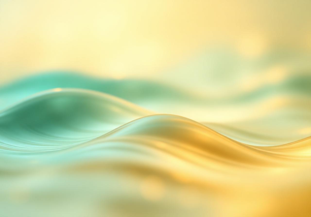 Soft layered waves of teal and golden light, an abstract sensory landscape representing the processing differences children with autism experience day to day.