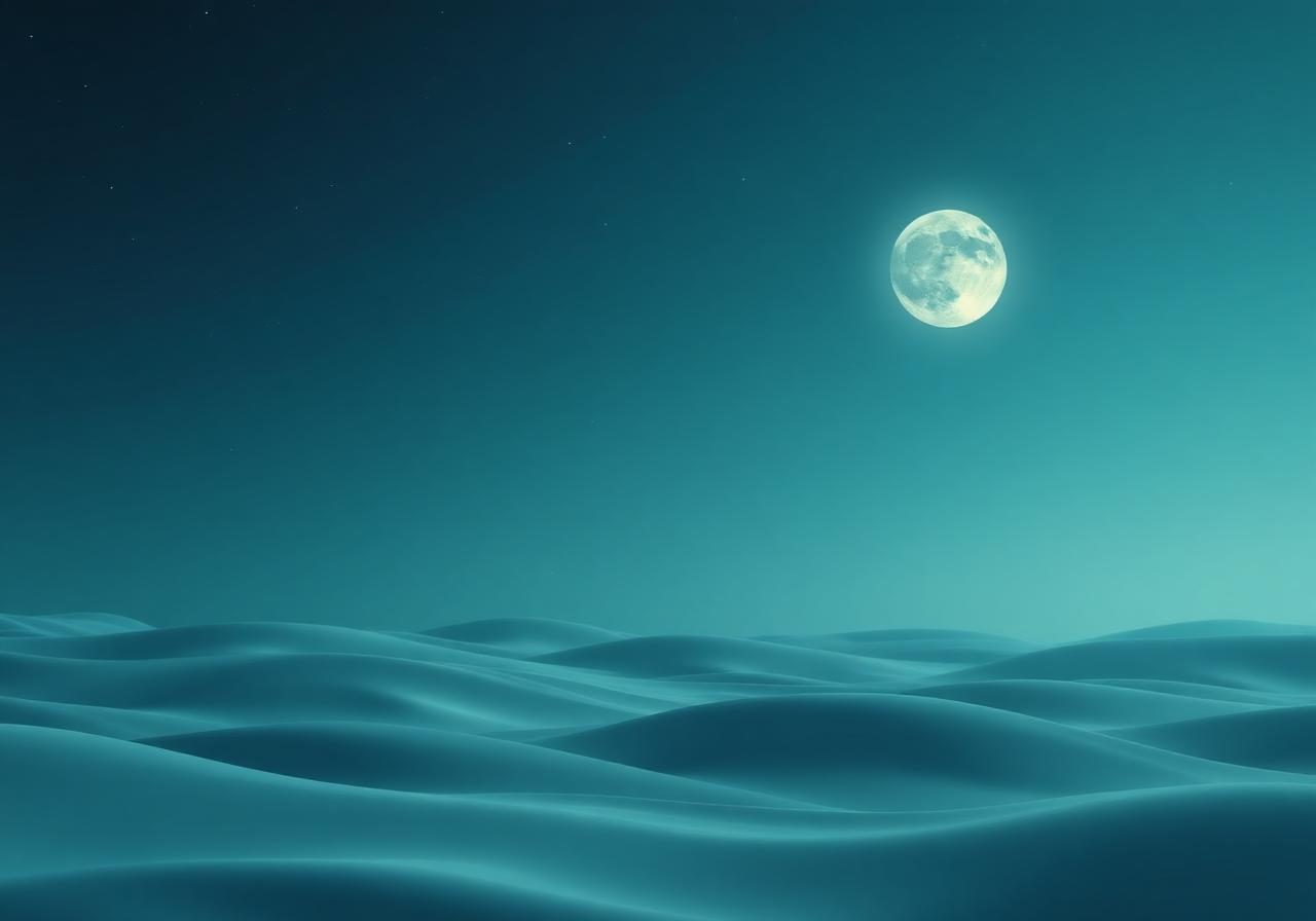 Calm moonlit teal ocean beneath a luminous full moon, an evocative visualization of sleep issues, circadian rhythm regulation, and restful nights for children with autism.