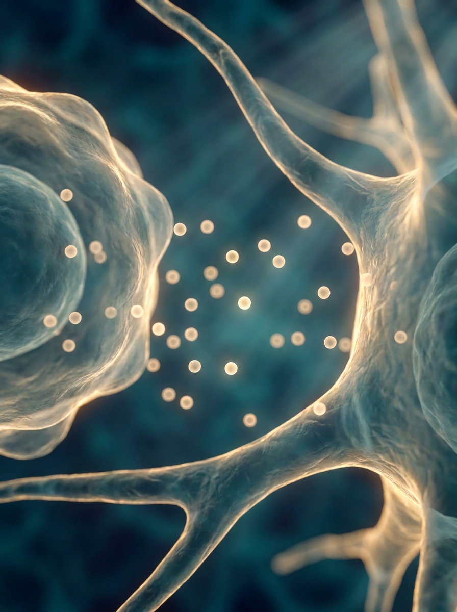 Diminutas proteínas de señalización flotan entre una célula inmunitaria y una neurona cercana
