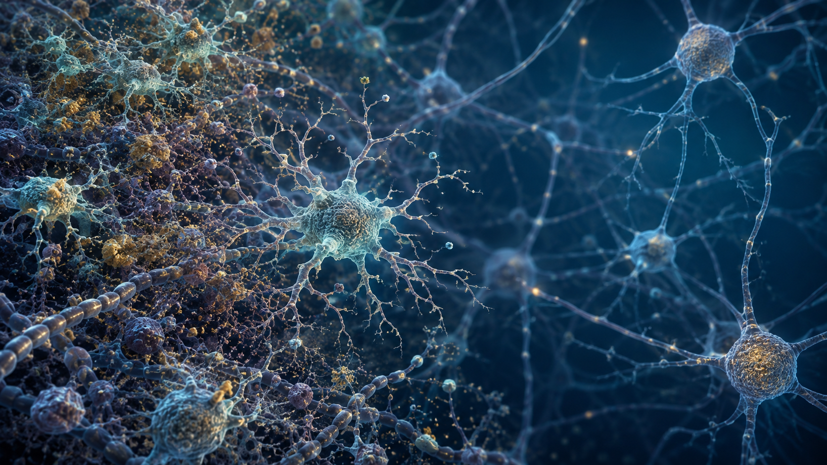 Ein Vergleich aktivierter und regulierter Mikroglia zur Veranschaulichung der Neuroinflammation