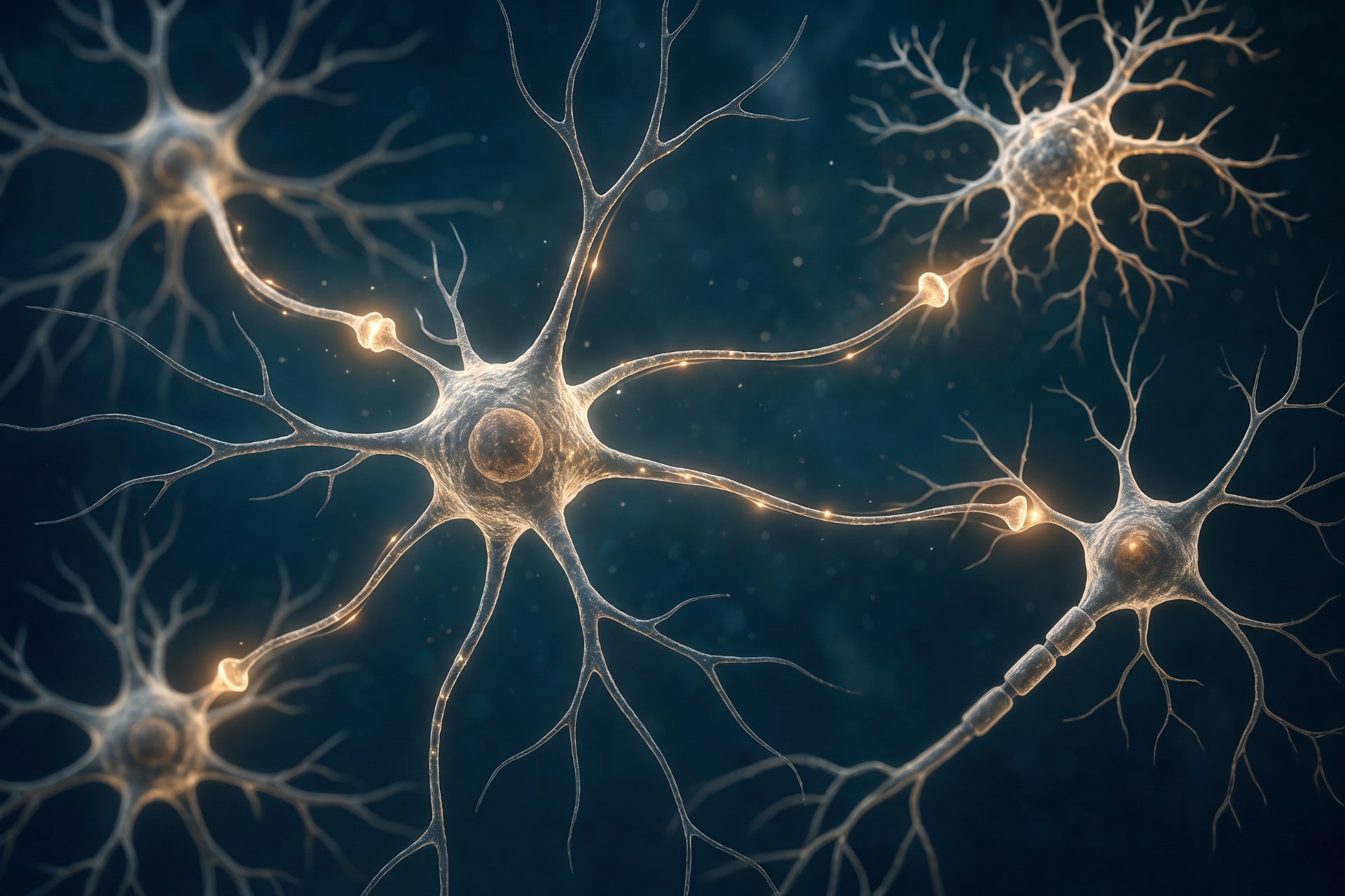 Eine Visualisierung von Neuronen, die in einem Signalnetzwerk verbunden sind