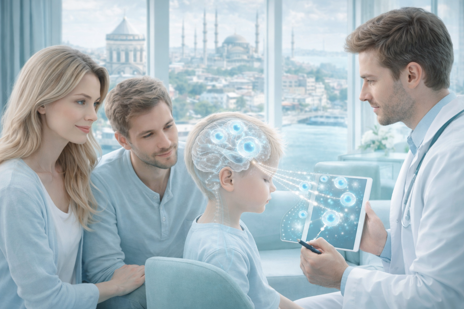 International family receiving exosome therapy consultation at Autism Stem Care in Istanbul, Turkey