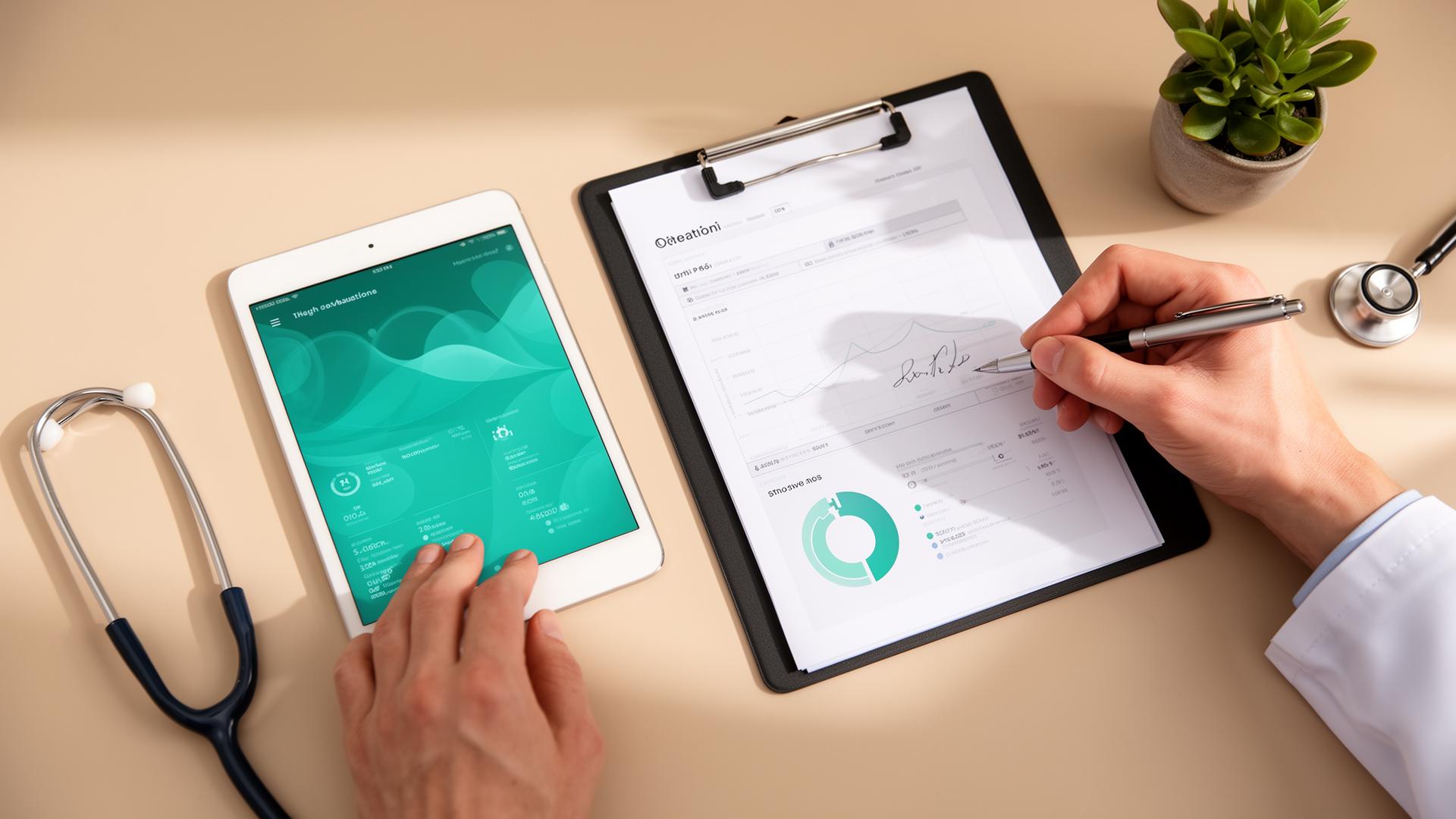 Clinician building a personalized regenerative protocol on a clinical workspace